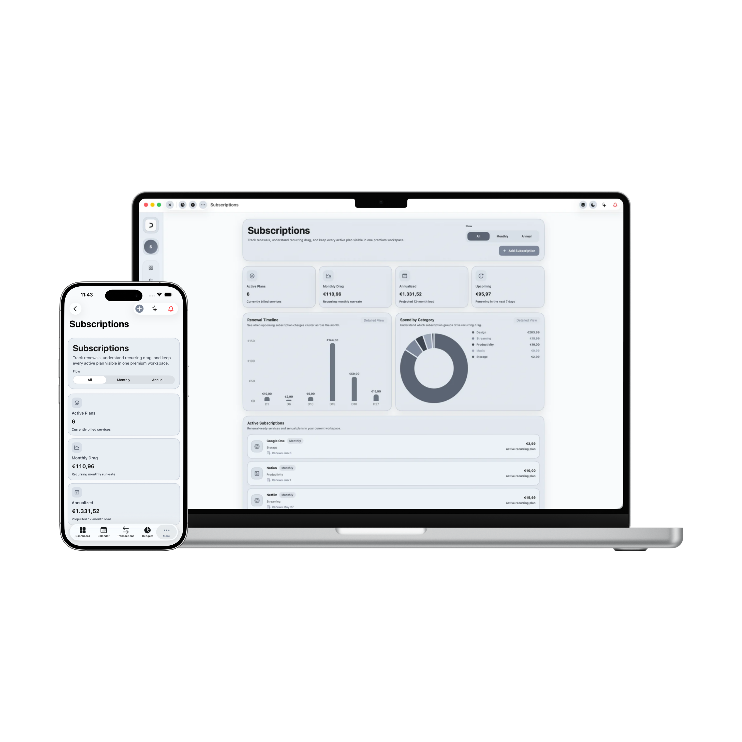 Damsera MacBook & iPhone Subscriptions Module Preview